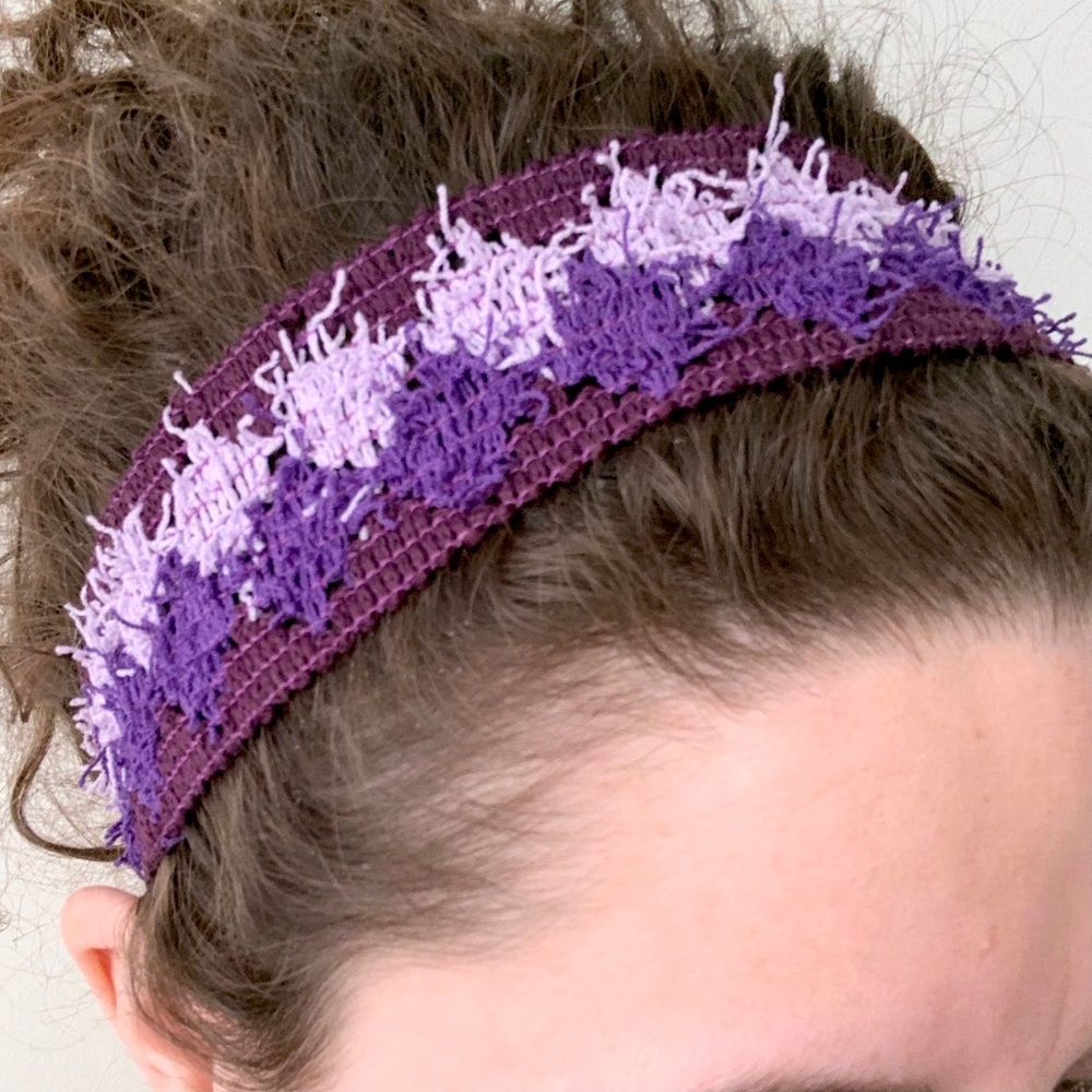 Purple knit headband stretchy Y2K vintage boho girlhoodcore hippie festival twee